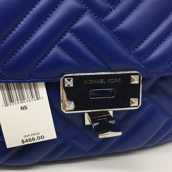 MICHAEL KORS Flap Peyton MD Quilted Shldr Cobalt - Picture 6 of 8